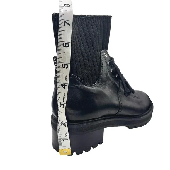 SchutzWomenBecky Black Leather Sock Lace Up Combat BootSize 7.5 B